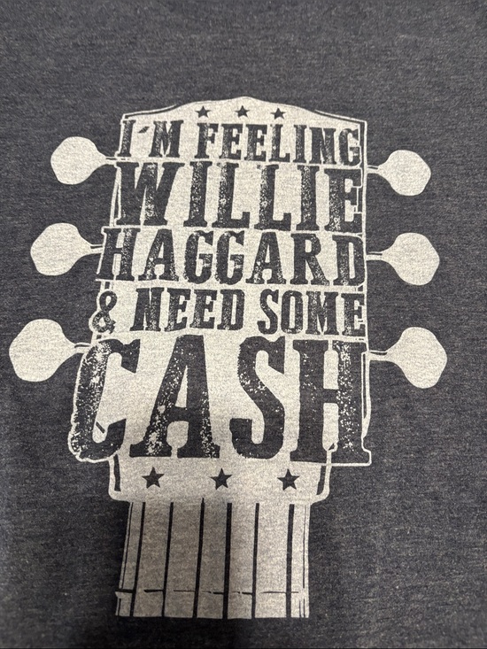 Ruby’s Rubbish Tops - Gray Graphic Tee - 'I'm Feeling Willie Haggard'